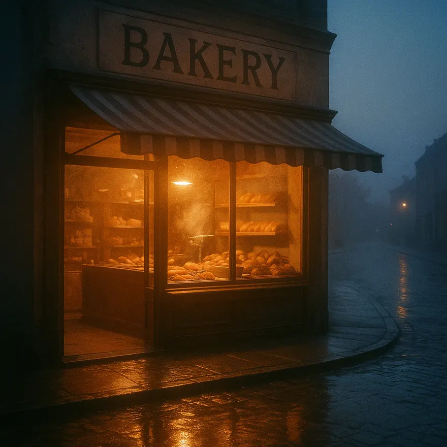 GPT-5 Image Mini rendering the same corner bakery prompt